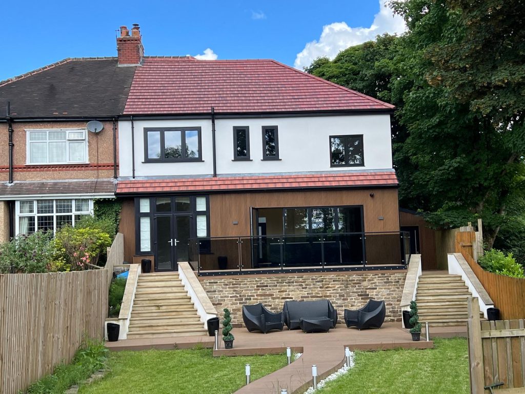 Modern house with landscaped garden