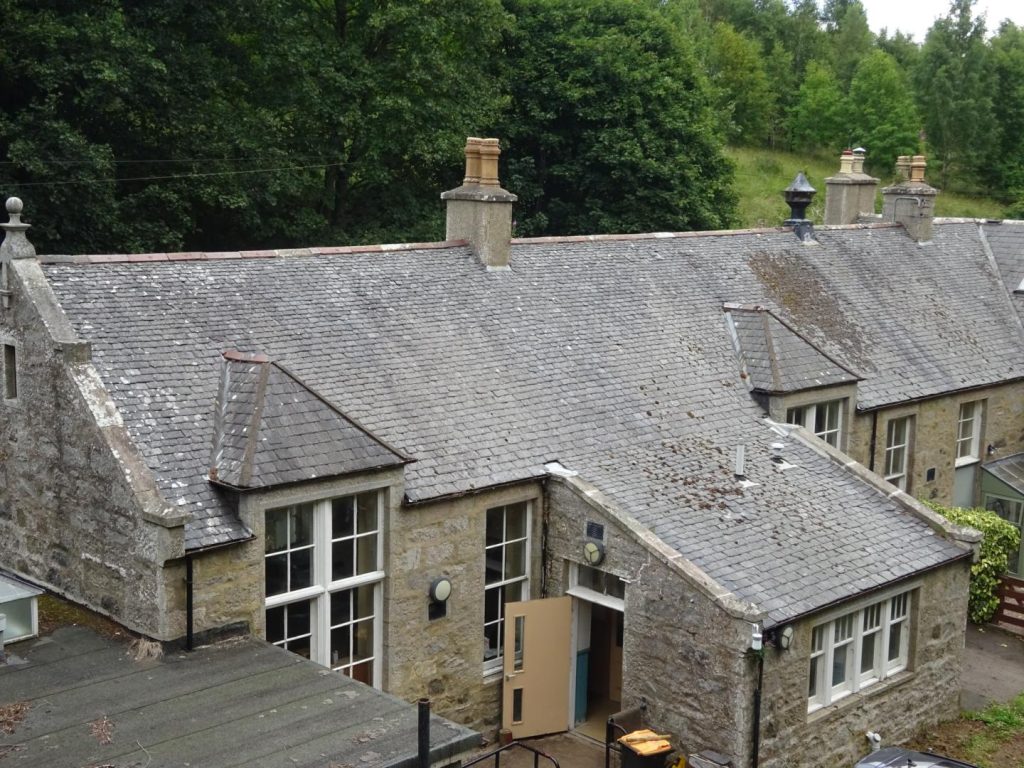 Rooftops of stone buildings