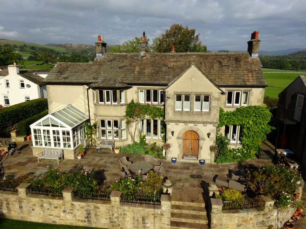 Modern house with sloped roofs